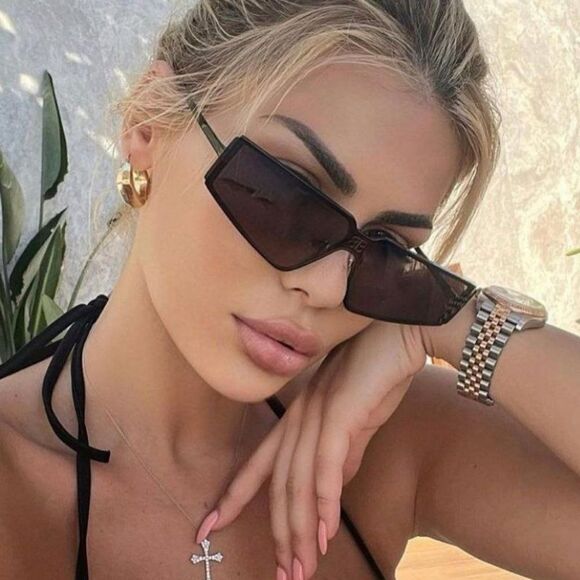 NEW Balenciaga BB0192S 001 Black Shiny Rectangle Unisex Sunglasses